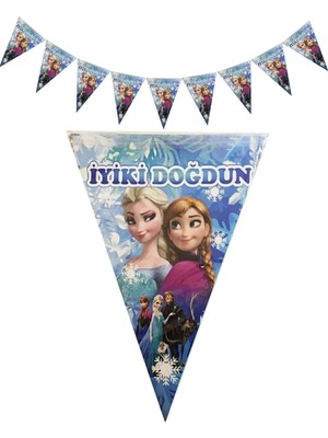 Lasagna Store Elsa Temalı Baskılı Üçgen Flama 3 Mt.