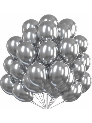 Lasagna Store Metalik GÜMÜŞ Renkli 100'LÜ Balon Seti