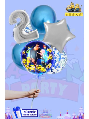 Lasagna Store Minions Temalı Lüx Gümüş Folyo Balon Seti
