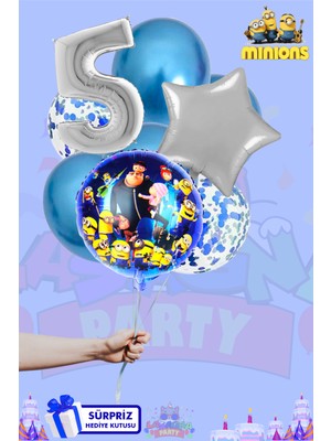 Lasagna Store Minions Temalı Lüx Gümüş Folyo Balon Seti