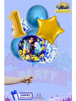 Lasagna Store Minions Temalı Lüx Gold Folyo Balon Seti