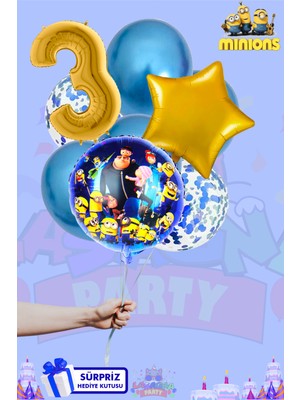 Lasagna Store Minions Temalı Lüx Gold Folyo Balon Seti