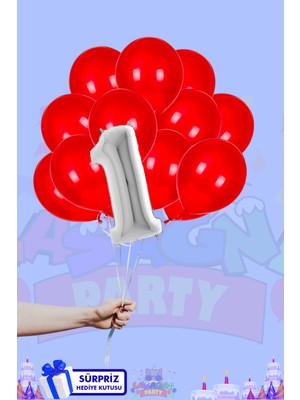 Lasagna Store 1 Harf Rakam 40 INÇ Folyo Balon ve Kırmızı Balon Seti