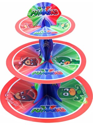 Lasagna Store Pj Mask Temalı Baskılı 3 Katlı Kek Standı