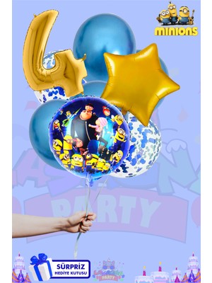 Lasagna Store Minions Temalı Lüx Gold Folyo Balon Seti