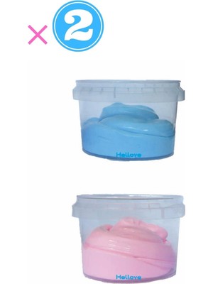 Hellove Ele Yapışmayan Pembe-Mavi Slime 2 Li Pofuduk Slaym Oyun Hamuru