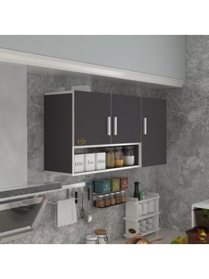 Kenzlife hazır mutfak mirena22 gri 060*120*22 mutfak banyo dolabı kapaklı raflı