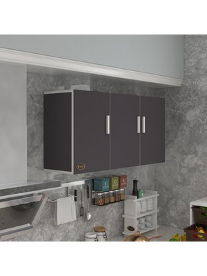 Kenzlife hazır mutfak canna22 gri 060*120*22 mutfak banyo dolabı kapaklı raflı