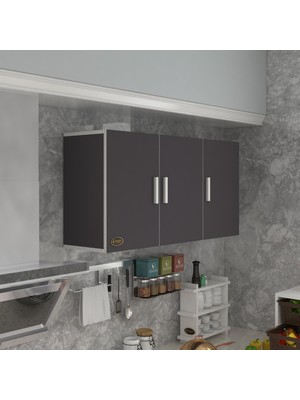 Kenz Life Kenzlife Hazır Mutfak Dolabı 060*120*22 Gri Suntalam İki Bölmeli Kapaklı