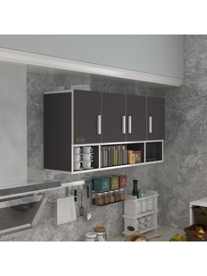 Kenz Life Kenzlife Modern Tasarımlı Hazır Mutfak Dolabı Gri Suntalam 060*120*32 Kapaklı Raflı