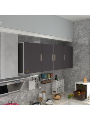 Kenz Life Kenzlife Modern Tasarımlı Hazır Mutfak Dolabı Gri MDF 060*180*32 Kapaklı Raflı Çok Amaçlı Kullanım