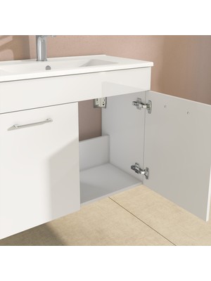 VitrA Ardea 67073 Banyo Dolabı Seti Kapaklı 80 cm Parlak Beyaz