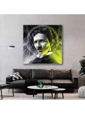 SML Tablo Nicola Tesla Elektirk Mühendisi Mucit Bilim Adamı Portre Kanvas Tablo