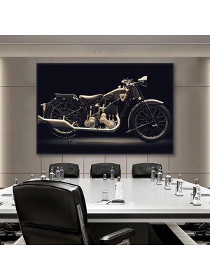 SML Tablo Gold Detaylı Klasik Motorsiklet Motorcycle Kanvas Tablo