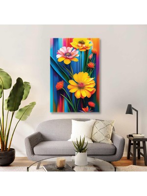 SML Tablo Sarı Çiçekler Kırmızı Krizantem Çiçeği Dekorasyon Kanvas Tablo