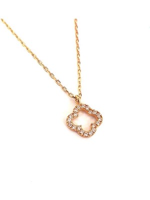 Pier Gümüş Zirkon Taşlı Gümüş Yonca Kolye