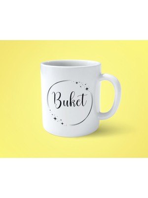 Hesaplısı Burada Buket Yıldızlı Çerçeveli Isimli Baskılı Kupa Bardak