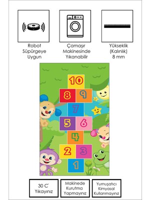 Ruglod Makinede Yıkanabilir Kaymaz Taban Leke Tutmaz Antialarjik Çocuk Odası Halısı Oyun Matı