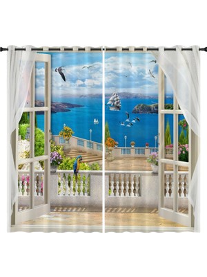 Seasong Polyester Fiber Pencere Drapes Çocuklar Için Sahne Sahnesi Desen Banyo Tarzı 4 210X230CM (Yurt Dışından)