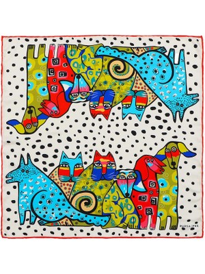 Bursa İpek Kırmızı Siyah Desenli Ipeksi Mendil