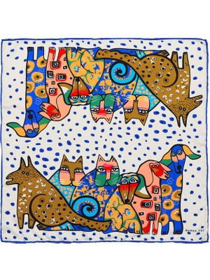 Bursa İpek Saks Somon Desenli Ipeksi Mendil