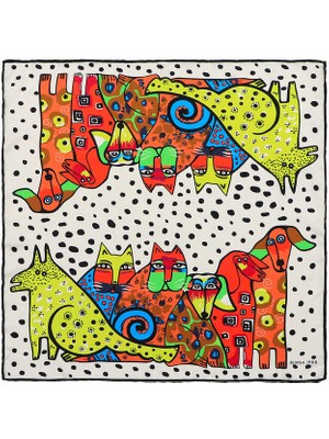 Bursa İpek Siyah Turuncu Desenli Ipeksi Mendil