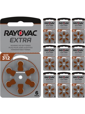 Rayovac Extra 312 Numara Işitme Cihazı Pili (10 Paket x 6 Adet = 60 Adet Pil)