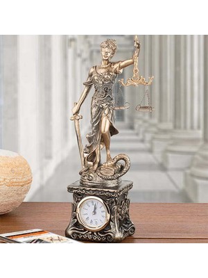 Keyfim Shop Dekoratif Saatli Themis  Adalet Heykeli