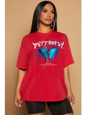 Trendypassion Blue Butterfly Baskılı T-Shirt