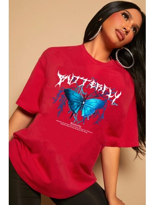 Trendypassion Blue Butterfly Baskılı T-Shirt