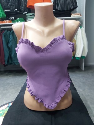Misscix  Sırt Detaylı Lila Crop