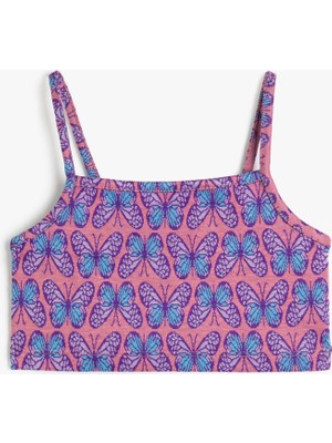 Koton Crop Üst Kelebek Baskılı Askılı Dar Kalıp
