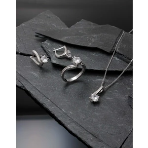 Else Silver Pırlanta Tek Taş Gümüş Takı Seti (14)