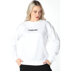 Kadın Baskılı Sweat Beyaz