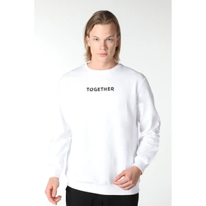 defy's Erkek Baskılı Sweatshirt Beyaz