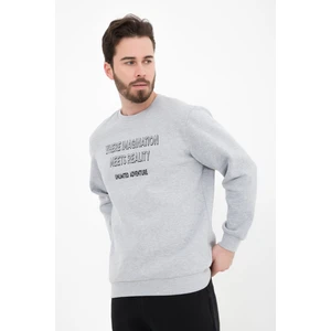 defy's Erkek Baskılı Sweatshirt Gri Melanj