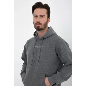 Erkek Kapüşonlu Şardonlu Regular Fit Basic Sweatshirt Antrasit Melanj