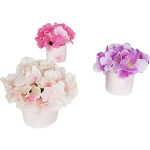 Adresi Burası Beton Saksıda Yapay Ortanca Masa Çiçeği 3 Lü Set