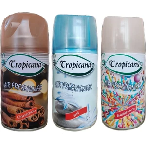 Tropicana Air Freshener Oda Kokusu Cinnamon Tarçın Soft Hafif Bubble Gum Koku Parfüm Sprey 260 ml x 3 Adet