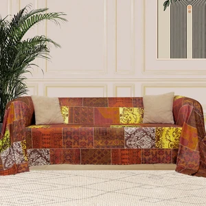 Softmicro Iskandinav Desenli Boho Kiremit Rengi Koltuk Örtüsü , Kanepe Örtüsü , Koltuk Şalı , Tv Battaniyesi  130X180 cm