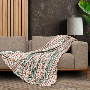 Softmicro Iskandinav Desenli Boho Turkuaz Koltuk Örtüsü , Kanepe Örtüsü , Koltuk Şalı , Tv Battaniyesi  130X180 cm