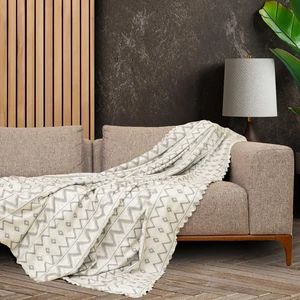 Softmicro Iskandinav Desenli Gri Koltuk Örtüsü , Kanepe Örtüsü , Koltuk Şalı , Tv Battaniyesi  130X180 cm