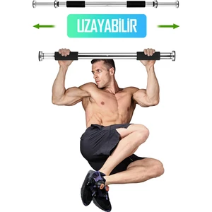 Kapı Barfiksi Süngerli Krom Koridor Barfix Aleti Demiri Şınav Çubuğu Chin Up Pull Up Demiri 80-130CM