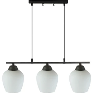 Fer Avize  Sezar 110 Modern Tasarım Salon - Mutfak - Yemek Masası - Siyah Renk Beyaz Camlı 3 Lü Avize