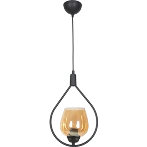 Fer Avize  Deco 110 Modern Tasarım Salon - Mufak - Yatak Odası - Siyah Renk Bal Camlı Sarkıt Tekli Avize