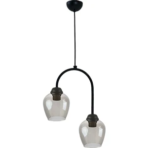 Fer Avize  Janin 110 Modern Sarkıt Siyah Renk Gövde Füme Cam Salon - Mutfak - Yatak Odası 2 Li Avize