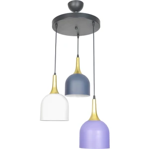 Fer Avize  Reına Modern Tasarım Metal Mix Antrasit Lila Beyaz Renk Sarkıt Cafe - Mutfak 3 Lü Avize