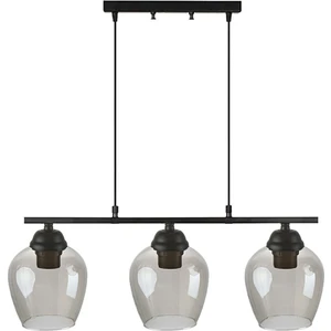 Fer Avize  Sezar 110 Modern Tasarım Salon - Mutfak - Yemek Masası - Siyah Renk Füme Camlı 3 Lü Avize