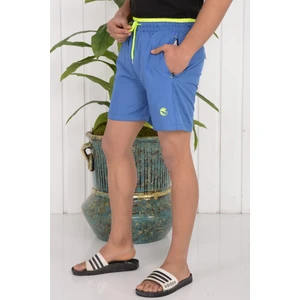 Relax Time Erkek Parlament-Neon Sarı Garnili Nakışlı Havuz-Deniz Şortu