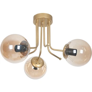 Fer Avize  Daisy Lüks Modern Tasarım Plafonyer Gold Renk Bal Camlı Salon - Mutfak - Yatak Odas 3 Lü Avize
